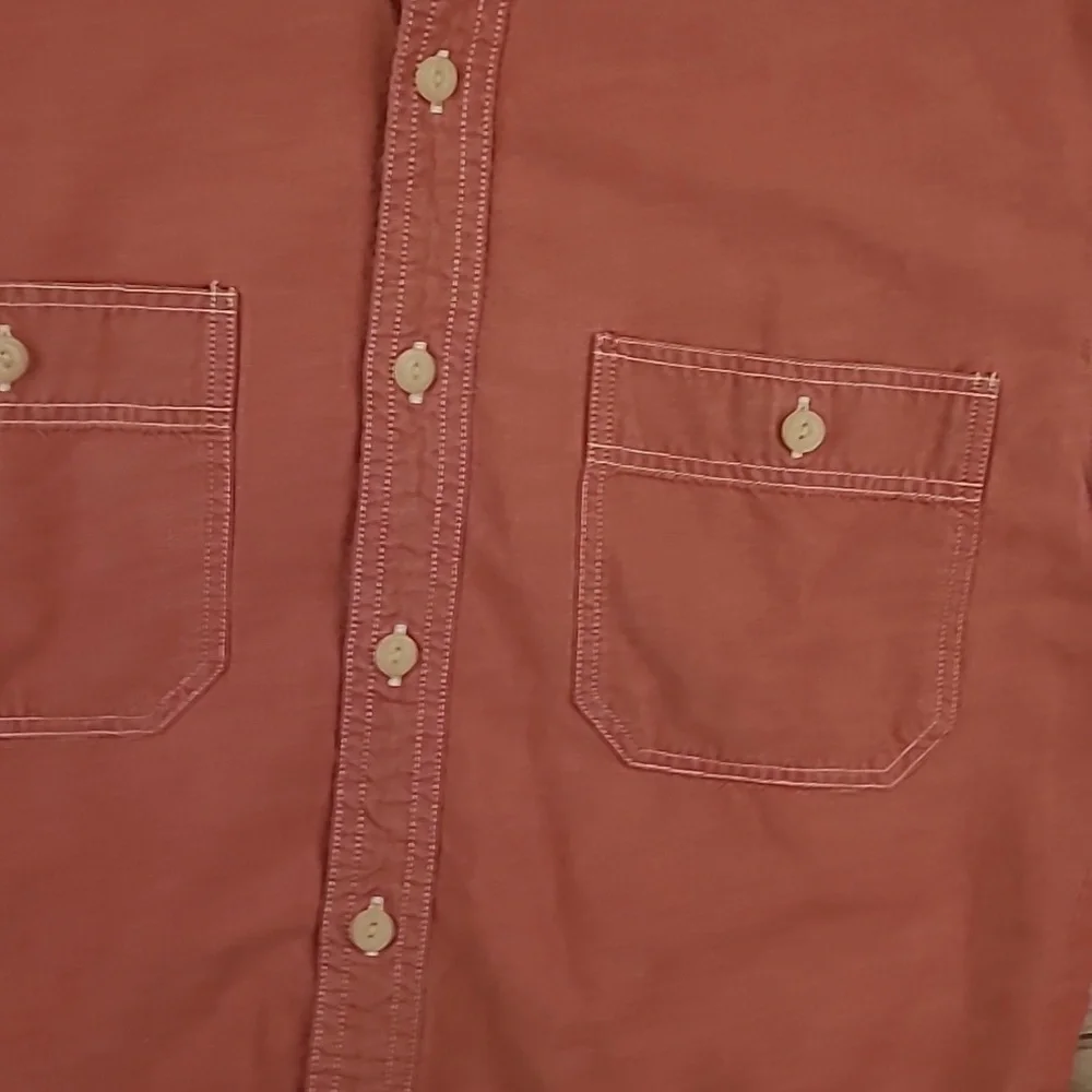 J CREW‎ Chambray Red Denim Cotton Mens Medium Long Sleeve Work Shirt